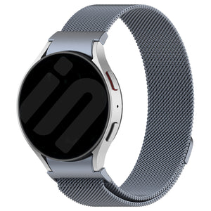 Milanese Strap 'One Push', space grey, on a watch, 3/4 front view