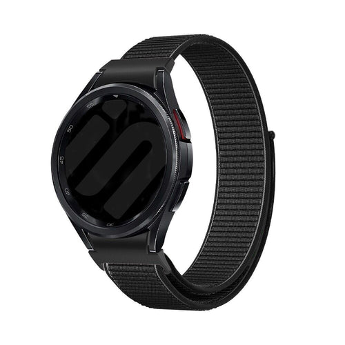 Nylon Strap 'One Push', black, on a watch, 3/4 front view