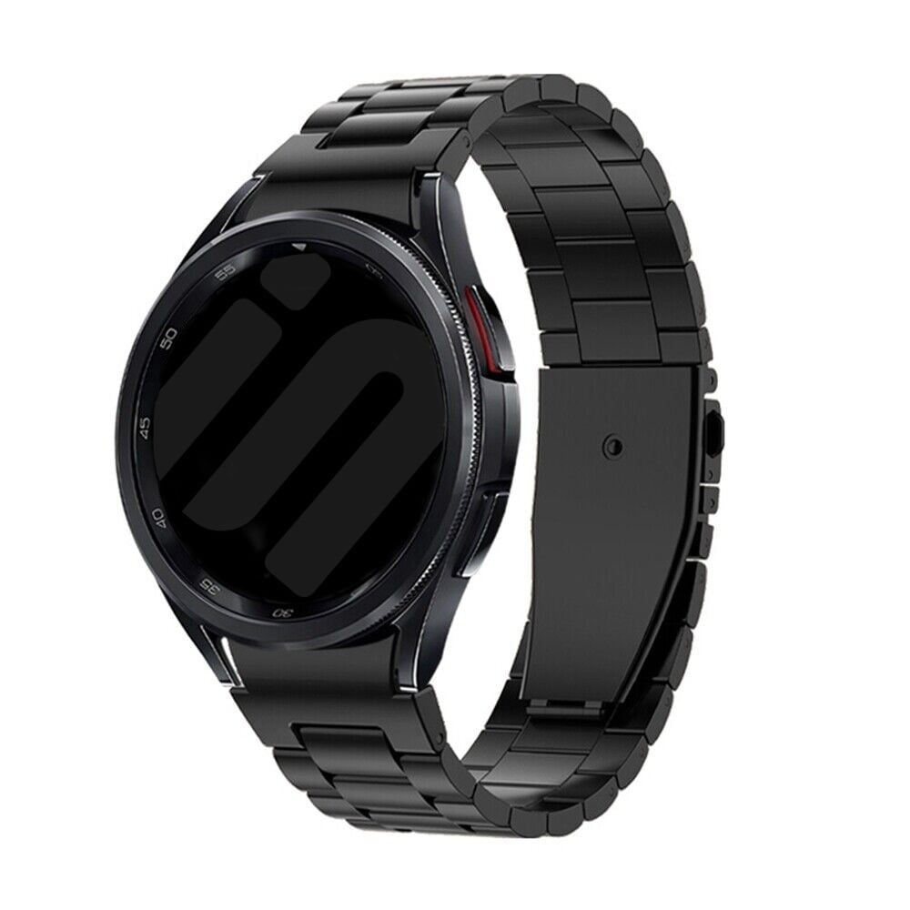 Steel Strap 'One Push', black, on a watch, 3/4 front view
