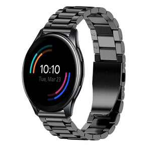 Steel Strap, black, on a watch, 3/4 front view
