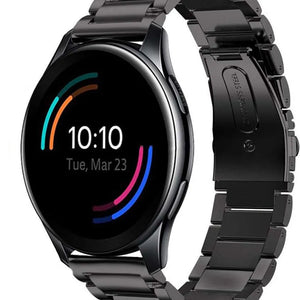 Titanium Strap, black, on a watch, 3/4 front view