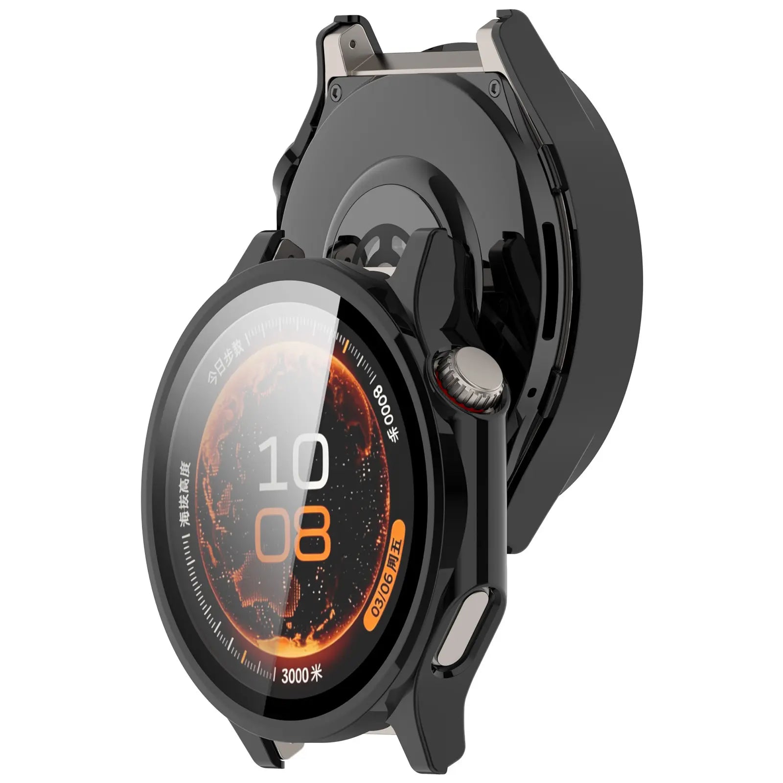 OnePlus Watch 4 (47mm) hard case met glas (zwart)