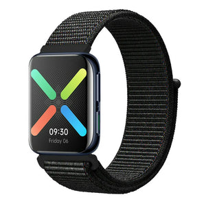 Nylon Strap, black, on a watch, 3/4 front view