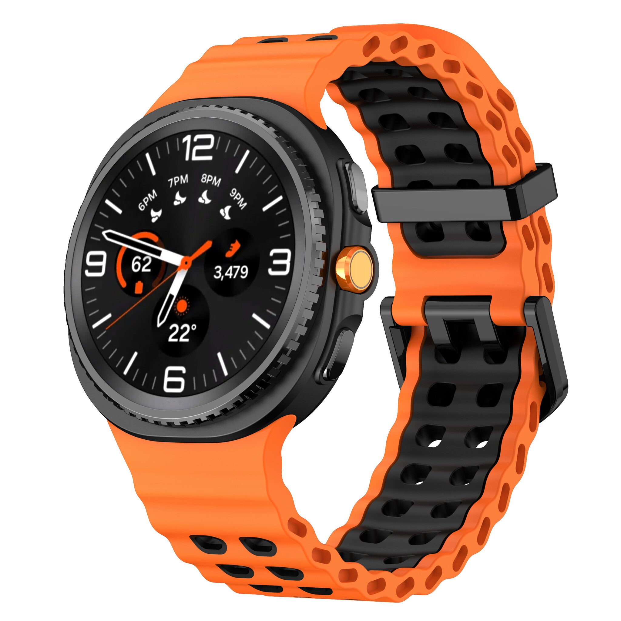 Samsung Galaxy Watch 9 - 44mm Ocean bandje (oranje/zwart)