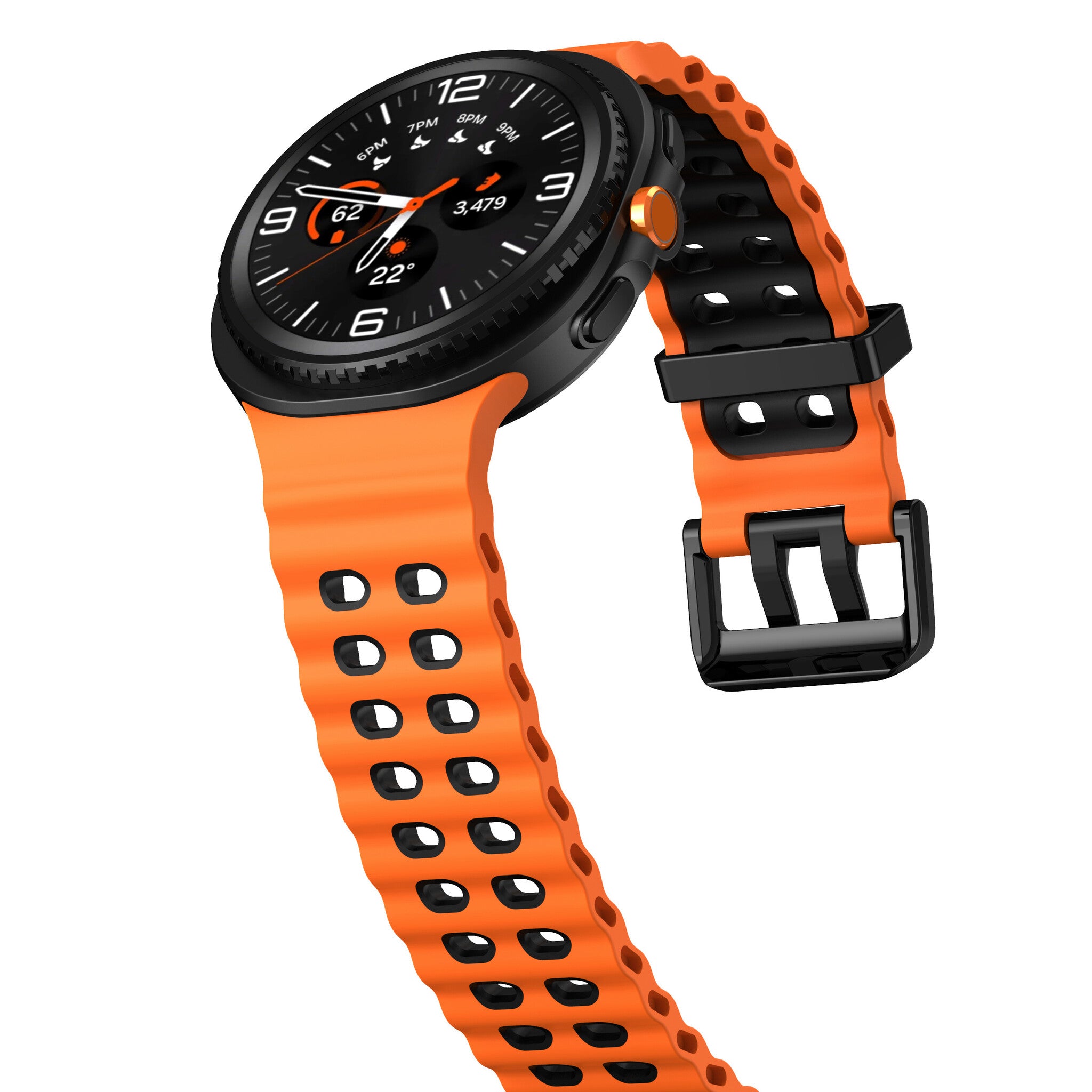 Samsung Galaxy Watch 9 - 44mm Ocean bandje (oranje/zwart)