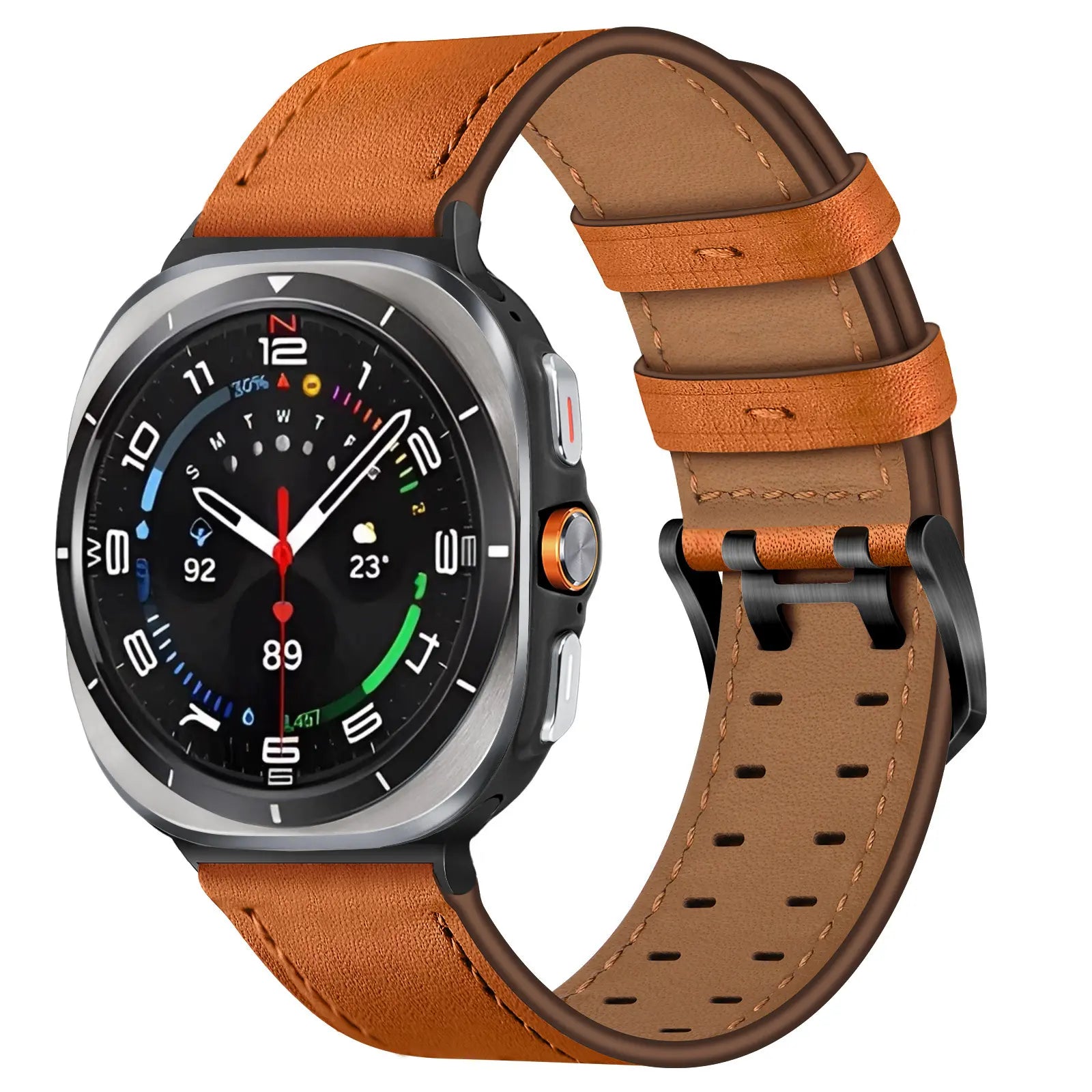 Samsung Galaxy Watch Ultra double pin leren band (oranje)