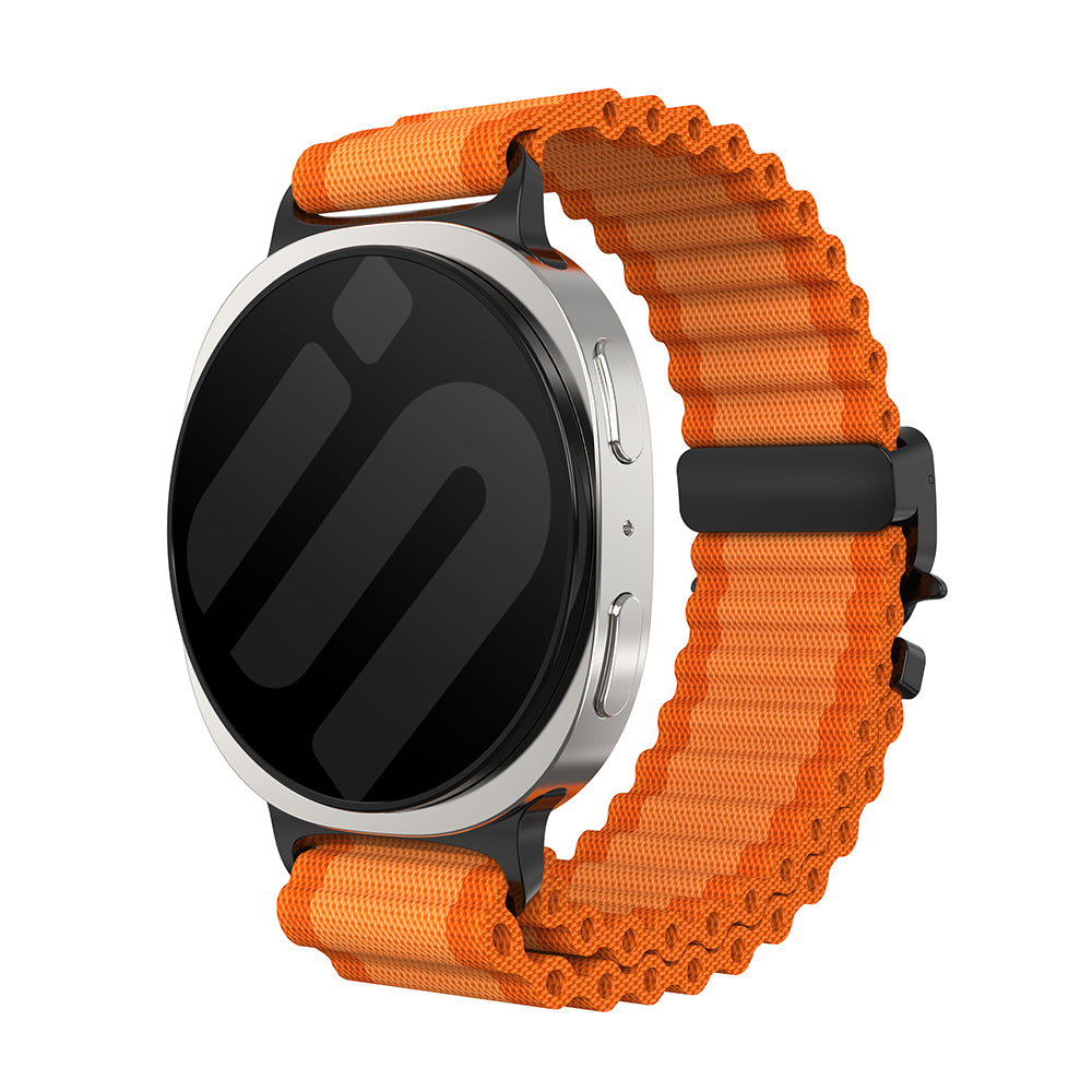 Samsung Galaxy Watch 9 - 40mm Outdoor Nylon Strap with P-Buckle (Orange/Black)