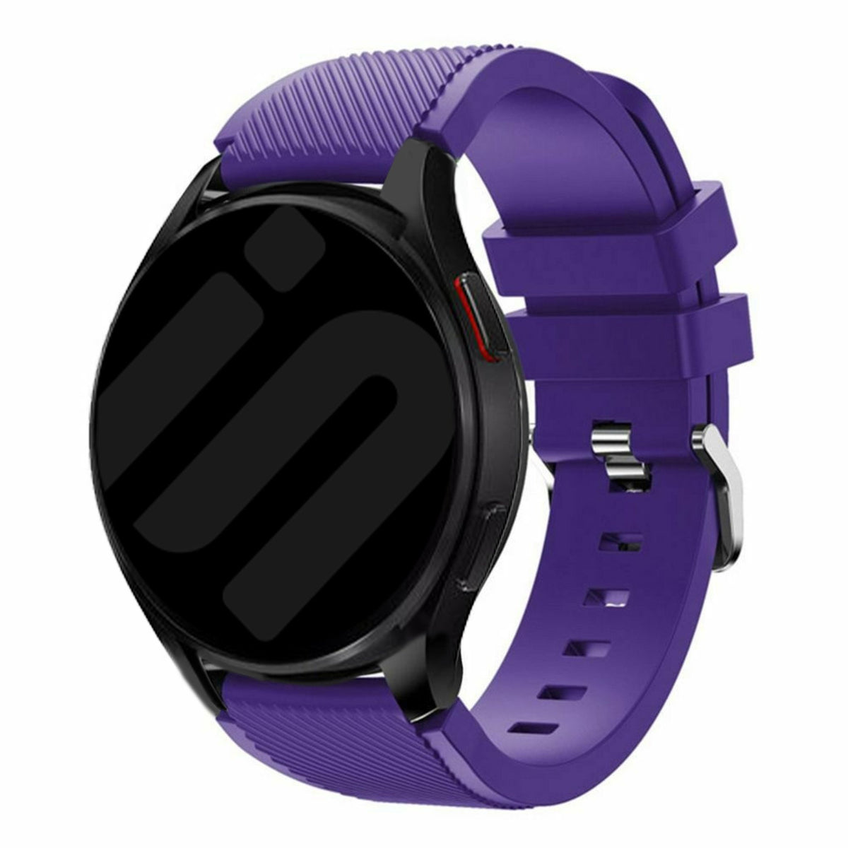 Twill Silicone Strap, purple, on a watch, 3/4 front view