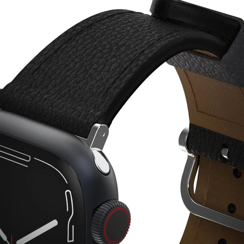 Otterbox Symmetry Cactus Leather, black, on a watch, 3/4 front view