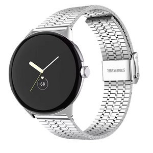 Fine Steel Strap, silver, on a watch, 3/4 front view