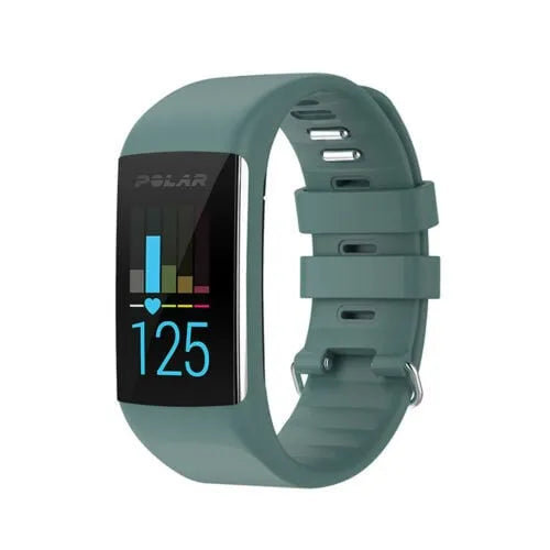 Silicone Strap, grey-green, on a watch, 3/4 front view