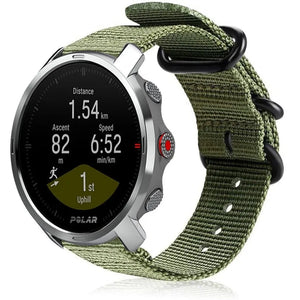 Nylon Buckle Strap, green, on a watch, 3/4 front view