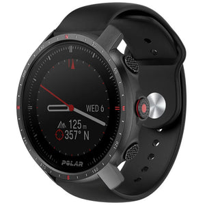 Silicone Sport Strap, black, on a watch, 3/4 front view