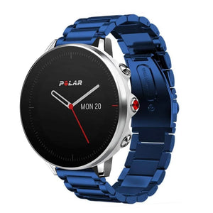 Steel Strap, blue, on a watch, 3/4 front view