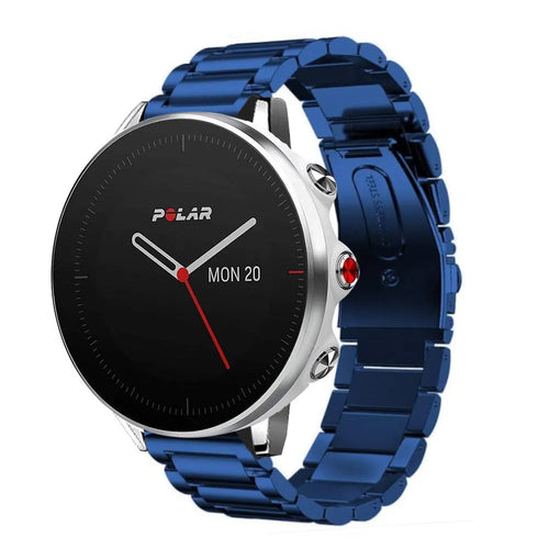 Steel Strap, blue, on a watch, 3/4 front view