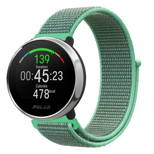 Nylon Strap, mint, on a watch, 3/4 front view
