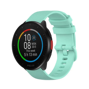 Premium Silicone Strap, aqua, on a watch, 3/4 front view