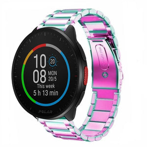 Steel Strap, pearlescent, on a watch, 3/4 front view