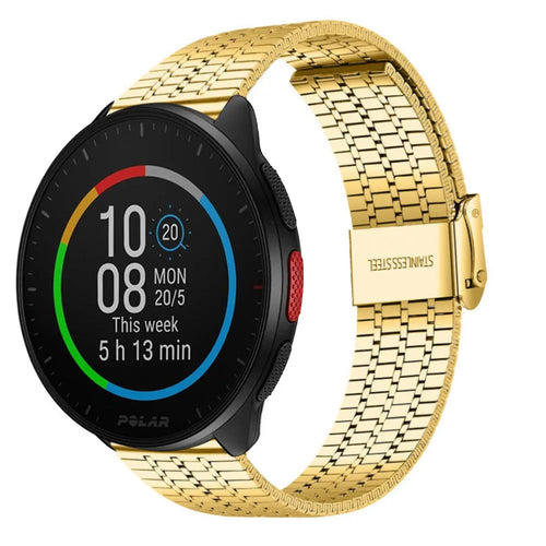 Fine Steel Strap, gold, on a watch, 3/4 front view
