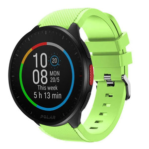Twill Silicone Strap, light green, on a watch, 3/4 front view