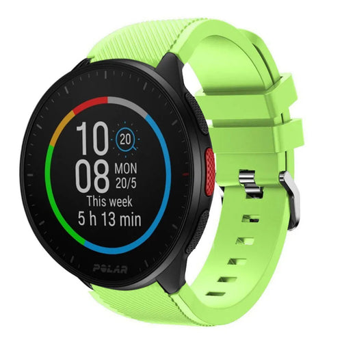 Twill Silicone Strap, light green, on a watch, 3/4 front view