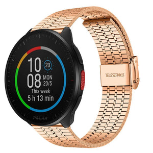 Fine Steel Strap, rose gold, on a watch, 3/4 front view