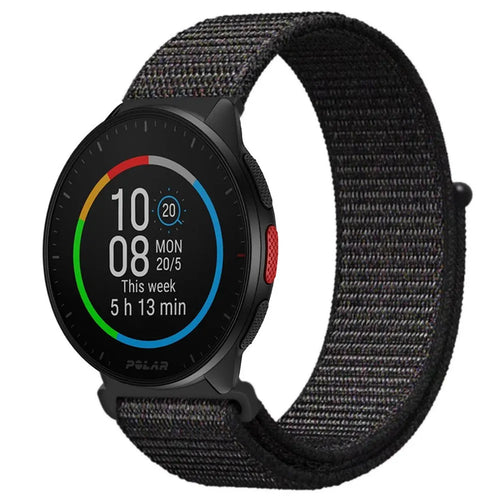 Nylon Strap, black, on a watch, 3/4 front view