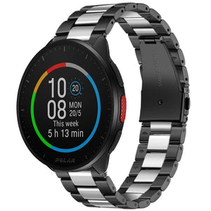 Steel Strap, black/silver, on a watch, 3/4 front view