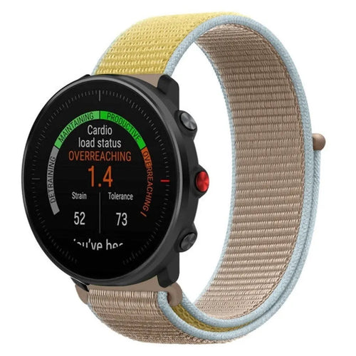 Nylon Strap, camel, on a watch, 3/4 front view
