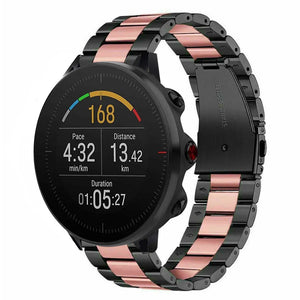 Steel Strap, black/pink, on a watch, 3/4 front view
