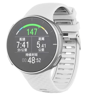 Silicone Strap, white, on a watch, 3/4 front view
