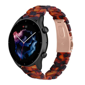 Metal Resin Strap, lava, on a watch, 3/4 front view