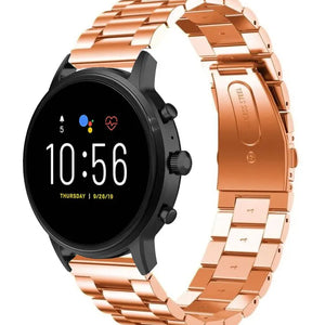 Steel Strap, rose gold, on a watch, 3/4 front view