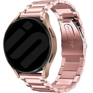 Steel Strap, pink, on a watch, 3/4 front view