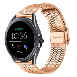Fine Steel Strap, rose gold, on a watch, 3/4 front view