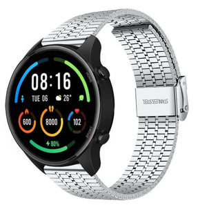 Fine Steel Strap, silver, on a watch, 3/4 front view