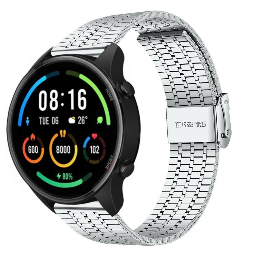 Fine Steel Strap, silver, on a watch, 3/4 front view