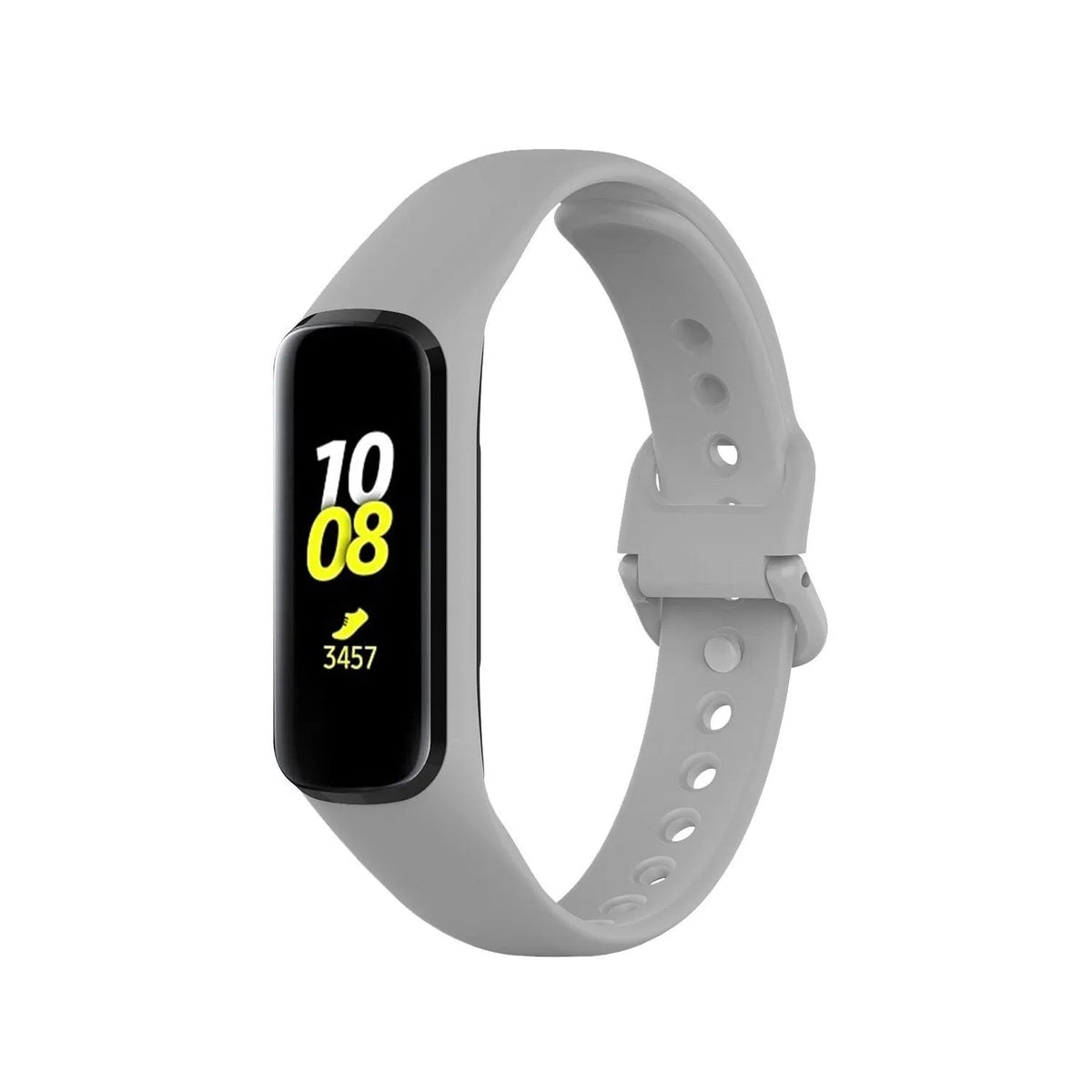 Silicone Strap, grey, on a watch, 3/4 front view