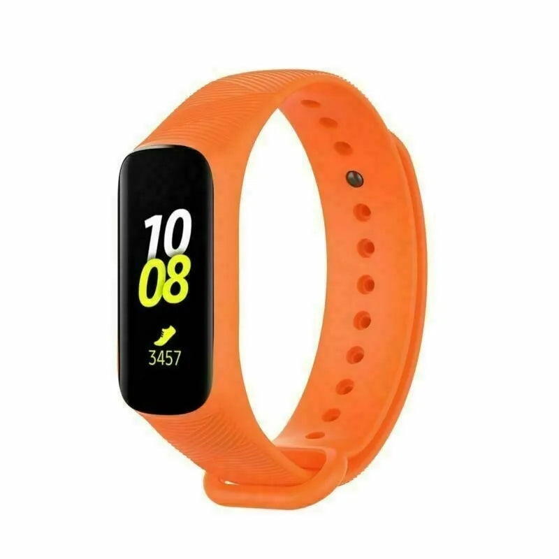 Silicone Strap, orange, on a watch, 3/4 front view