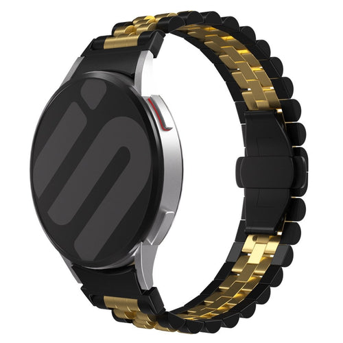 Jubilee Steel Strap, black/gold, on a watch, 3/4 front view