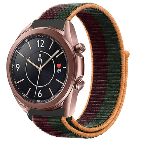 Nylon Strap, dark cherry, on a watch, 3/4 front view