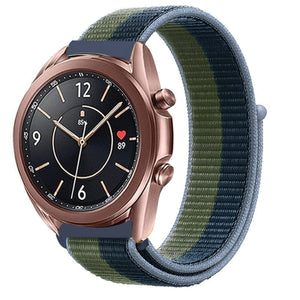 Nylon Strap, moss green, on a watch, 3/4 front view