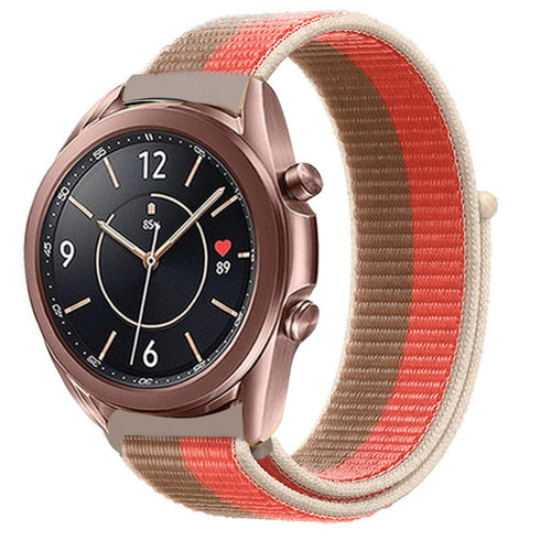 Nylon Strap, pink pomelo, on a watch, 3/4 front view