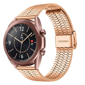 Fine Steel Strap, rose gold, on a watch, 3/4 front view