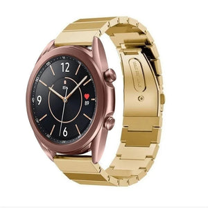Premium Metal Strap, gold, on a watch, 3/4 front view