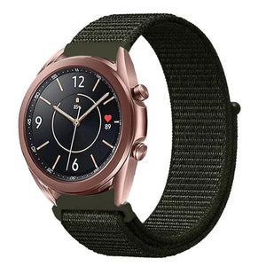 Nylon Strap, dark green, on a watch, 3/4 front view