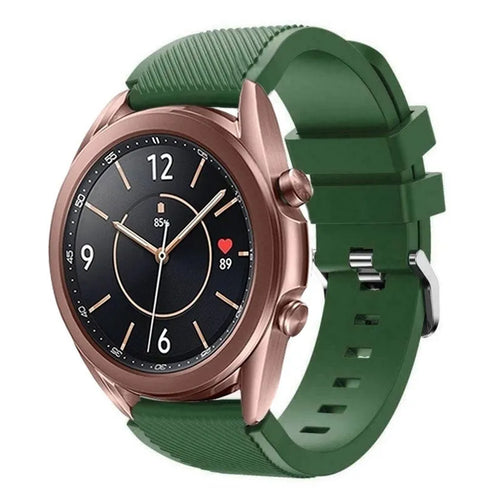 Twill Silicone Strap, army green, on a watch, 3/4 front view
