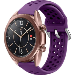 Breathable Silicone Strap, purple, on a watch, 3/4 front view