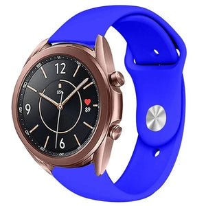Silicone Sport Strap, blue, on a watch, 3/4 front view