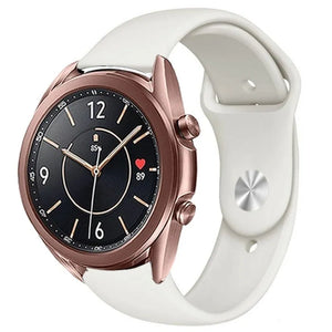 Silicone Sport Strap, white, on a watch, 3/4 front view